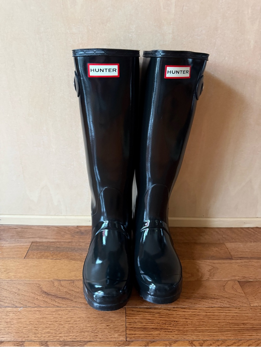 Hunter Original Tall Gloss Black Rain Boots Women’s 6 Like New Box